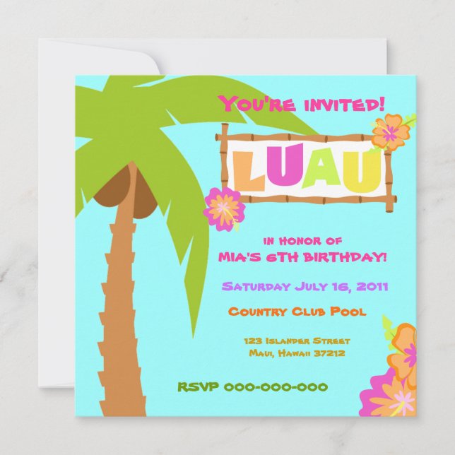 Luau Invitation Blue (Devant)