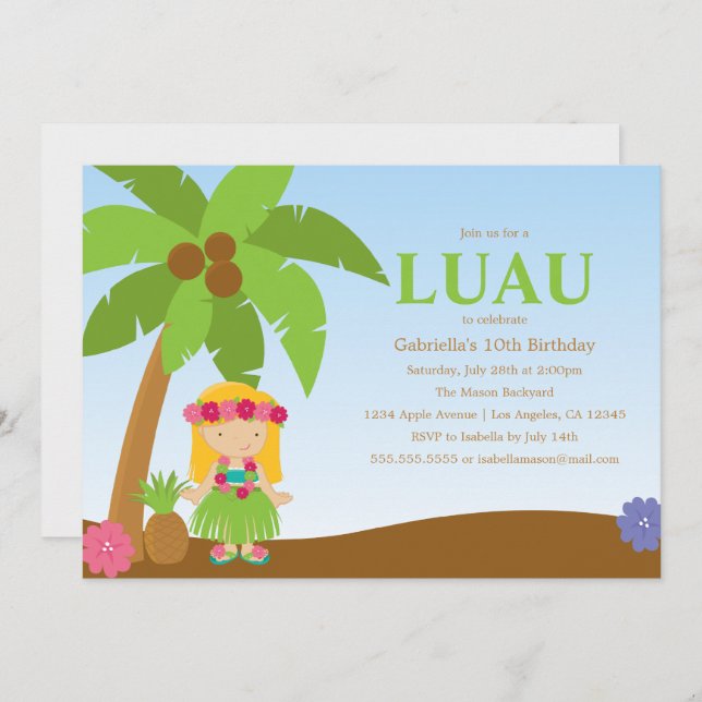 Luau | Invitation de parti (Devant / Derrière)