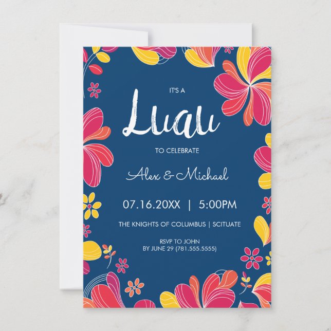 Luau Invite - Hawaiianische Tropische Party Einlad Einladung (Vorderseite)