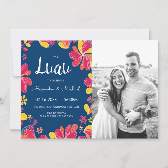 Luau Invite - Hawaiianisches tropisches Party mit  Einladung (Vorderseite)