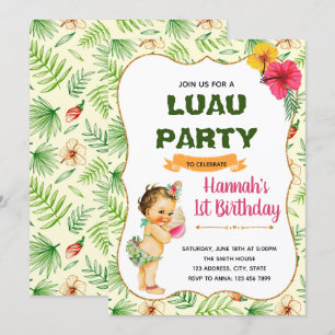 Luau Kind-Geburtstagsfeier Einladung
