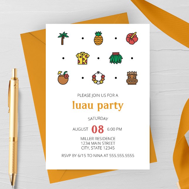 Luau Line Icons Party Invitation (Créateur téléchargé)