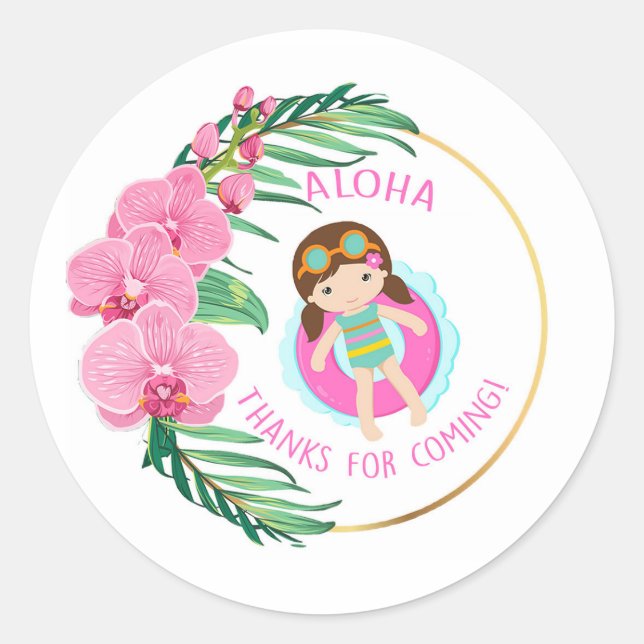 Luau Merci Cadeau Favoriser Sticker Étiquettes (Devant)