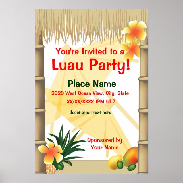 Luau Party Announcement Poster (Vorne)