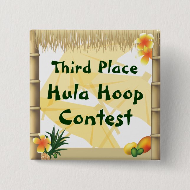 Luau Party Dritter Platz Hula Hoop Award Button (Vorderseite)