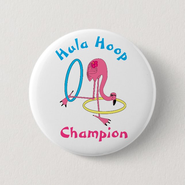 Luau Party Flamingo Hula Hoop Champion 3" Schaltfl Button (Vorderseite)