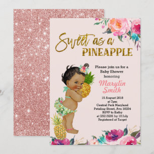 Luau Party Rose Ananas Babyduschkarte Einladung