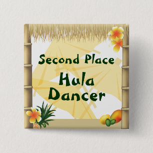 Luau Party Second Place Hula Dancer Button