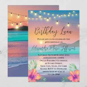 Luau Pastel Sunset Beach Ocean Geburtstag Party Einladung
