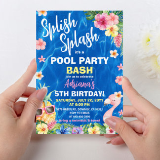 Luau Pineapple Hawaiian Birthday Pool Party Einladung