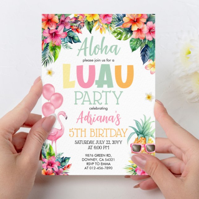 Luau Pineapple Hawaiian Girl Birthday Party Einladung (Von Creator hochgeladen)