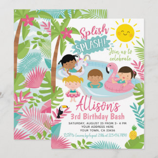 Luau Pool Geburtstag Einladung