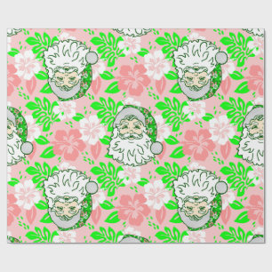 Luau Rosa Weihnachten Hawaiianischer Santa Hibisku Geschenkpapier