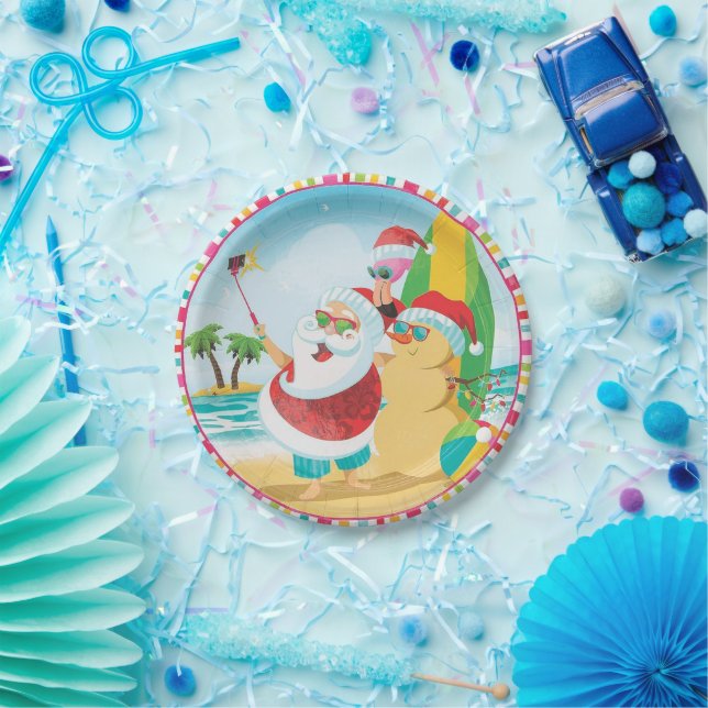 Luau Santa JUMBO Dinner Tellers Pappteller (Party)