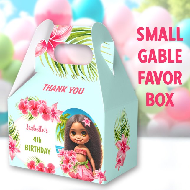 Luau Summer Birthday Tropical Beach Party Geschenkschachtel (Luau Tropical Small Gable Favor Boxes - You can choose from 3 sizes of these gable favor boxes)