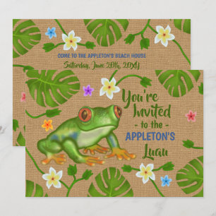 Luau Summer Party Tropical Frog Hawaiian Beach Fun Einladung