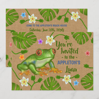 Luau Summer Party Tropical Frog Hawaiian Beach Fun Einladung