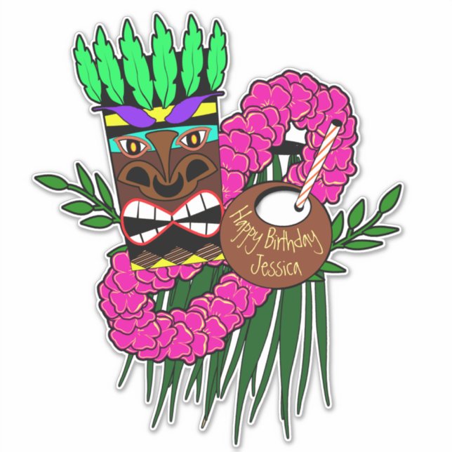 Luau Theme Aufkleber (Vorderseite)