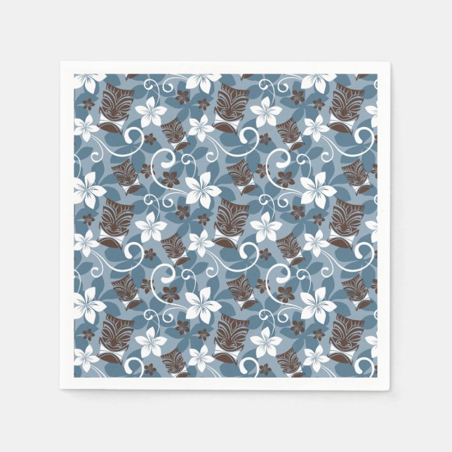 LUAU TIKI DESIGN (BLAU) SERVIETTE (Vorderseite)