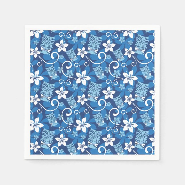 LUAU TIKI DESIGN (HELLBLAU) SERVIETTE (Vorderseite)