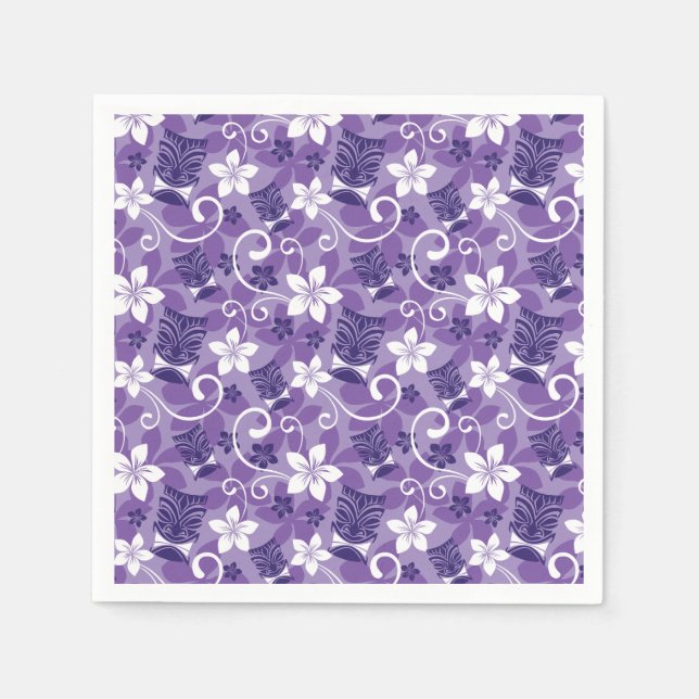 LUAU TIKI DESIGN (LILA) SERVIETTE (Vorderseite)