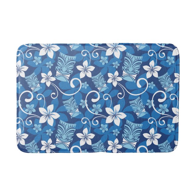 LUAU TIKI MUSTER (HELLBLAU) BADEMATTE (Vorderseite)