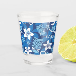 LUAU TIKI MUSTER IN BLAU SCHNAPSGLAS