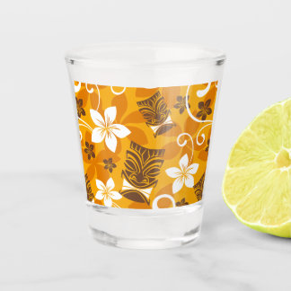 LUAU TIKI MUSTER IN ORANGE SCHNAPSGLAS
