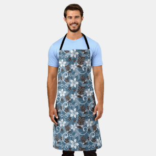 LUAU TIKI PATTERN (BLAU) SCHÜRZE