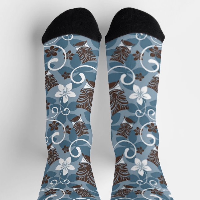 LUAU TIKI PATTERN (BLAU) SOCKEN (Oben)