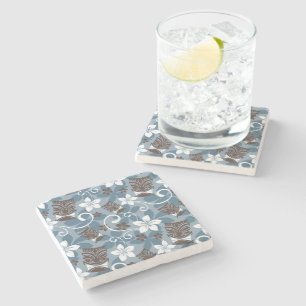 LUAU TIKI PATTERN (BLAU) STEINUNTERSETZER