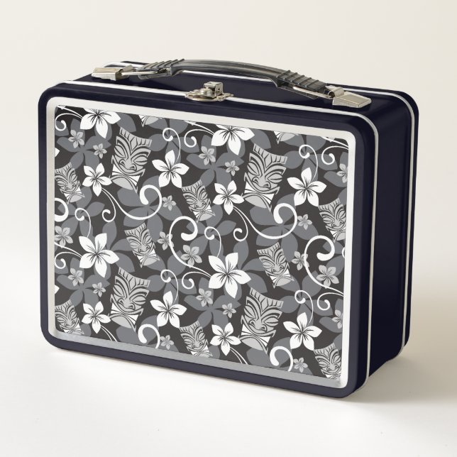 LUAU TIKI PATTERN (CHARCOAL) METALL BROTDOSE (Vorderseite)