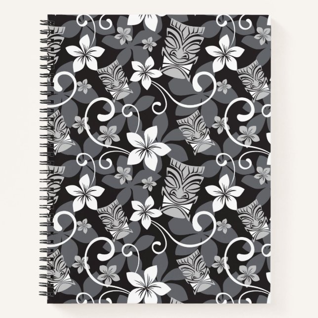 LUAU TIKI PATTERN (CHARCOAL) NOTIZBUCH (Vorderseite)