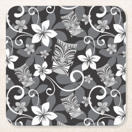 LUAU TIKI PATTERN (CHARCOAL) RECHTECKIGER PAPPUNTERSETZER