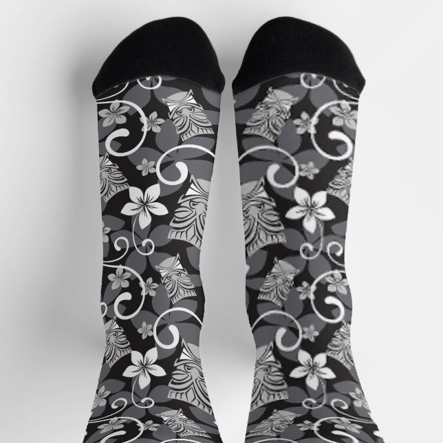 LUAU TIKI PATTERN (CHARCOAL) SOCKEN (Oben)