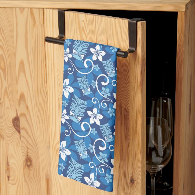LUAU TIKI PATTERN (HELLBLAU) GESCHIRRTUCH (Drittel gefaltet)