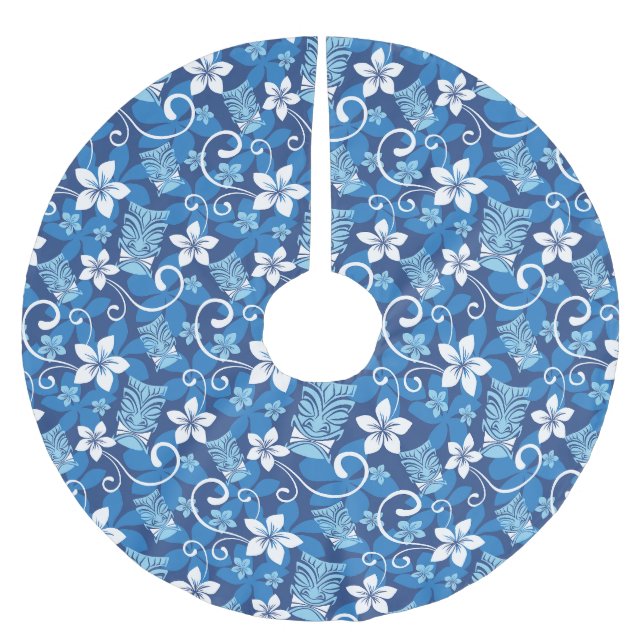 LUAU TIKI PATTERN (HELLBLAU) POLYESTER WEIHNACHTSBAUMDECKE (Vorderseite)