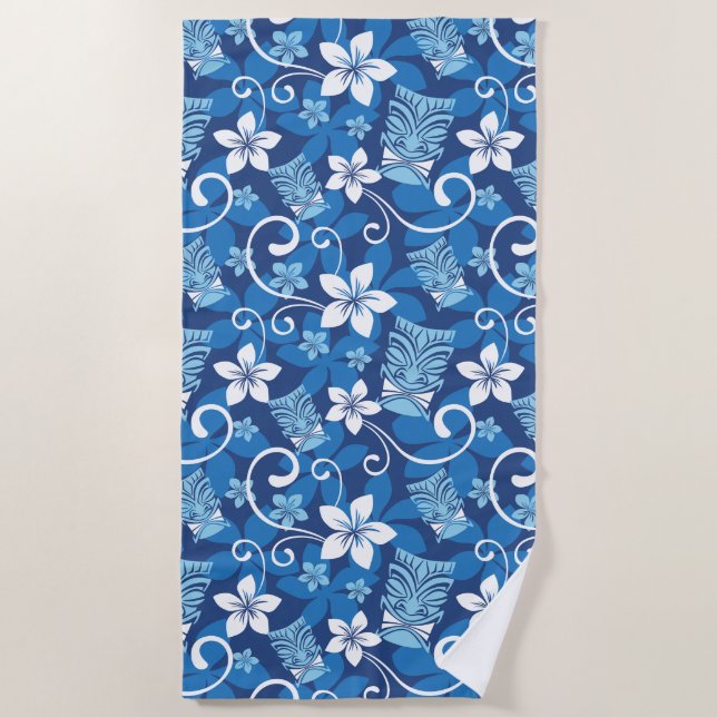 LUAU TIKI PATTERN (HELLBLAU) STRANDTUCH (Vorderseite)