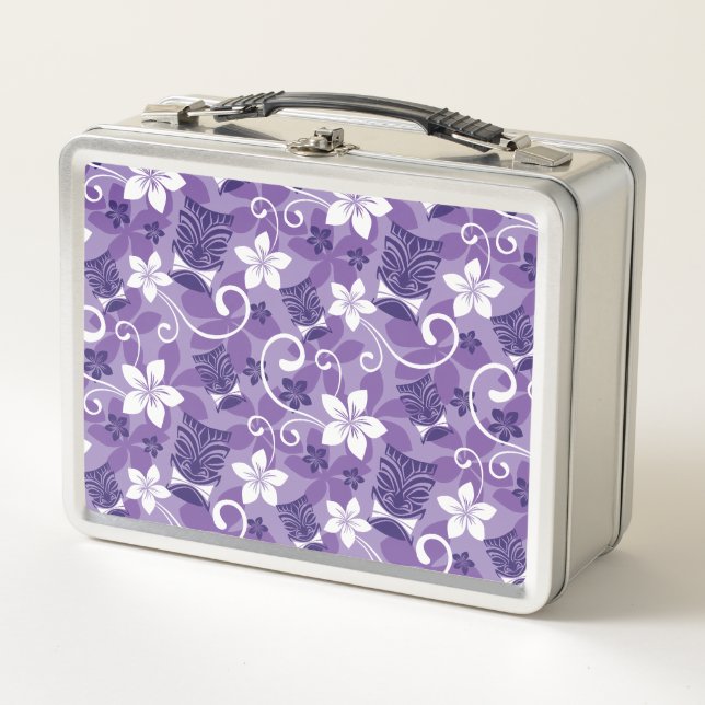 LUAU TIKI PATTERN (LILA) METALL BROTDOSE (Vorderseite)