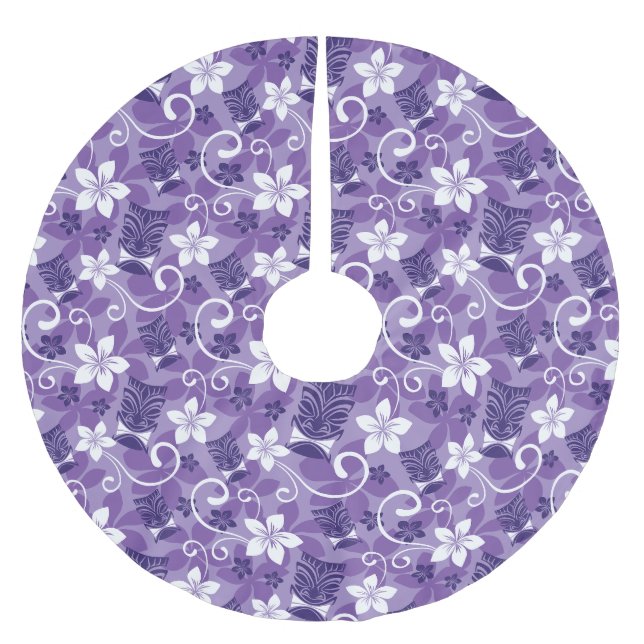 LUAU TIKI PATTERN (LILA) POLYESTER WEIHNACHTSBAUMDECKE (Vorderseite)