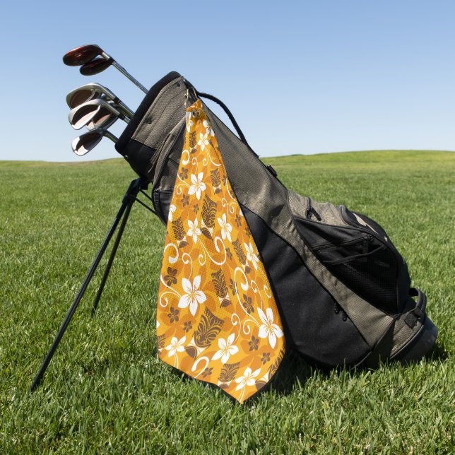 LUAU TIKI PATTERN (ORANGE) GOLFHANDTUCH (Gras)