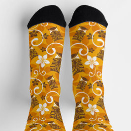 LUAU TIKI PATTERN (ORANGE) SOCKEN