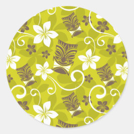 LUAU TIKI PATTERN RUNDER AUFKLEBER