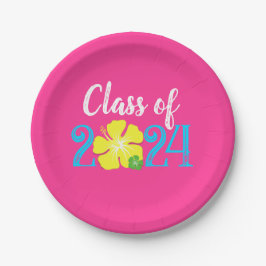 Luau Tropenrosa Abschluss Paper Teller