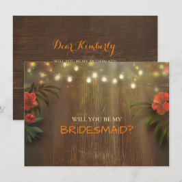 Luau Tropical Beach Lights Floral Bridesmaid Einladung