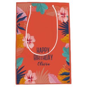 Luau Tropical Birthday - Custom Hawaiian Party Mittlere Geschenktüte