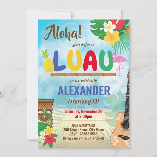 Luau Tropical Boy Birthday Party (Vorderseite)