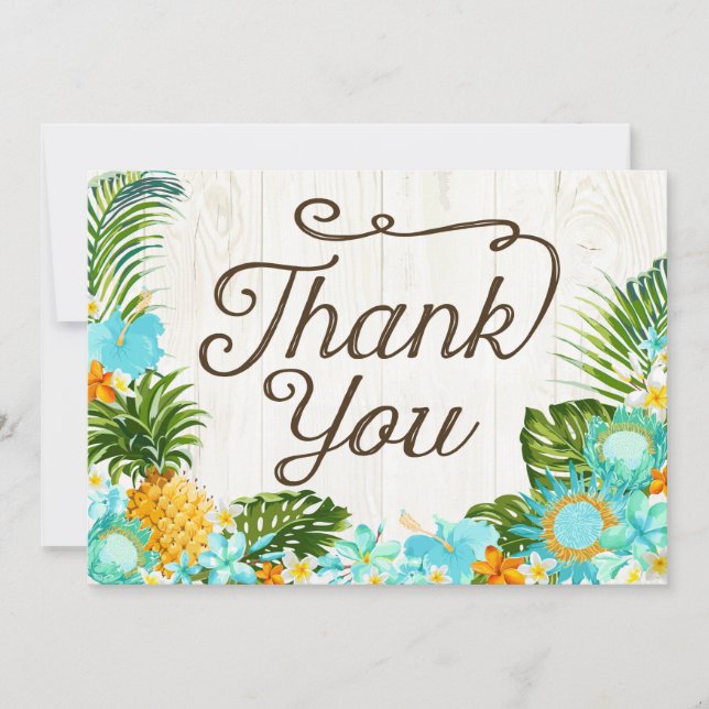 Luau Tropical Floral Beach Rustikal Vielen Dank Dankeskarte (Vorderseite)