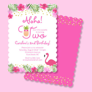 Luau Tropical Floral Girl 2. Geburtstag Einladung