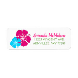 Luau Tropical Hibiskus Rücksendeadressen-Aufkleber